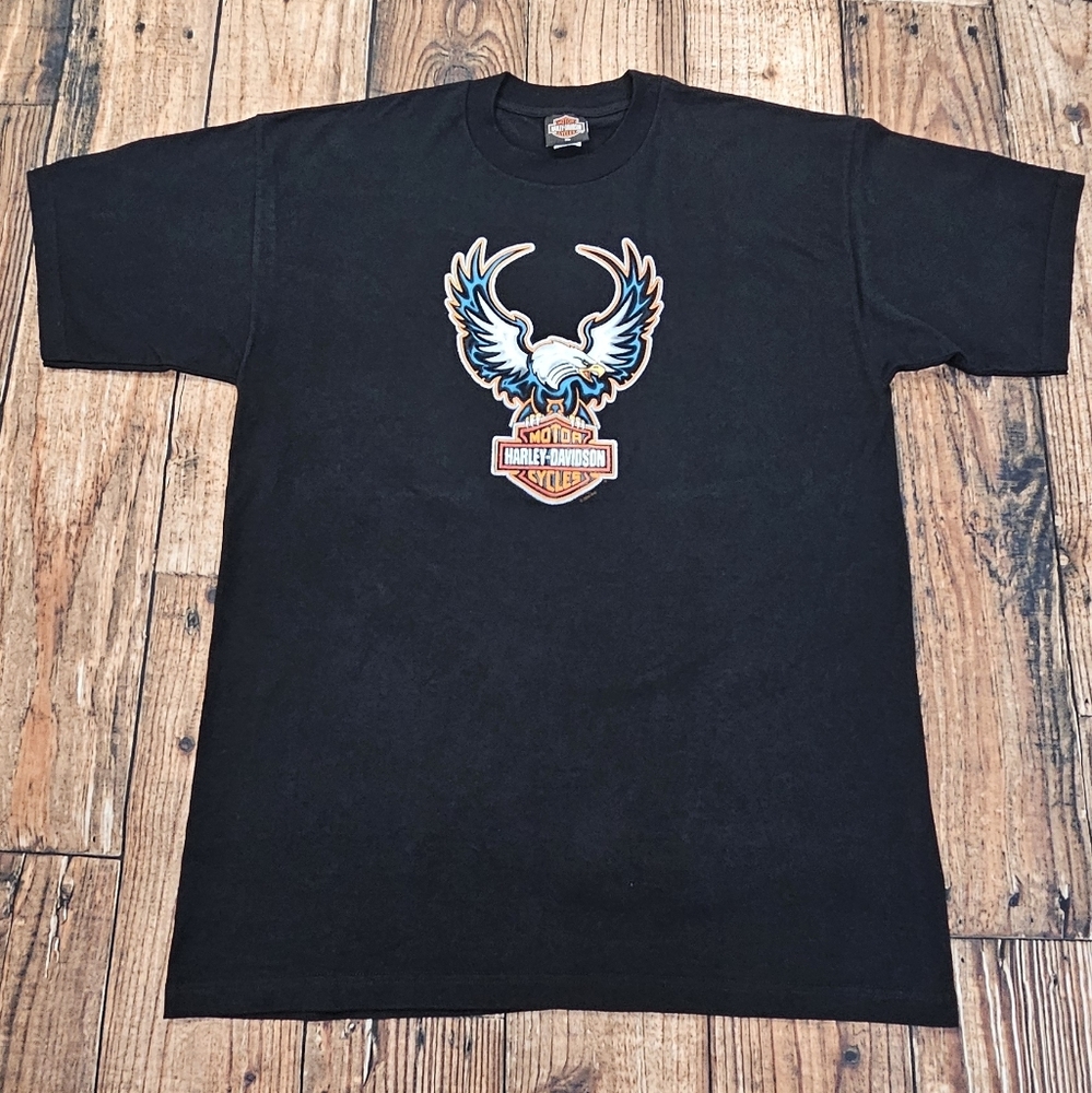 Harley-Davidson Motorcycles 2004 Holoubek T-shirt Black Embroidered Eagle XL
